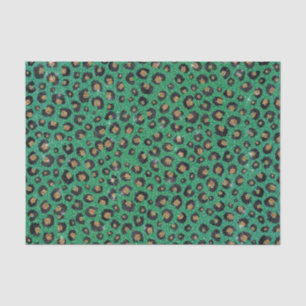 Elegant Green Glitter Black Gold Leopard Seidenpapier