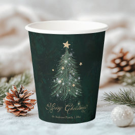 Elegant Green Gold Christmas Tree Pappbecher