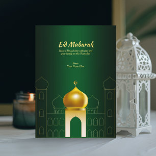 Elegant Green   Gold Dome Ramadan Grußkarte Einladung