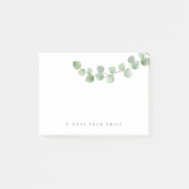 Elegant Green Gold Eucalyptus Leaf Name Post-it Klebezettel