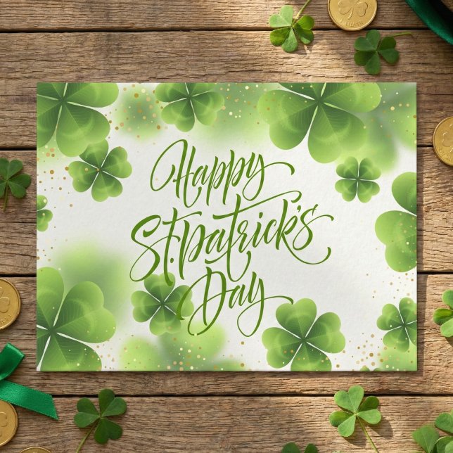 Elegant Green Gold Glitter St Patricks Day Script Postkarte (Von Creator hochgeladen)