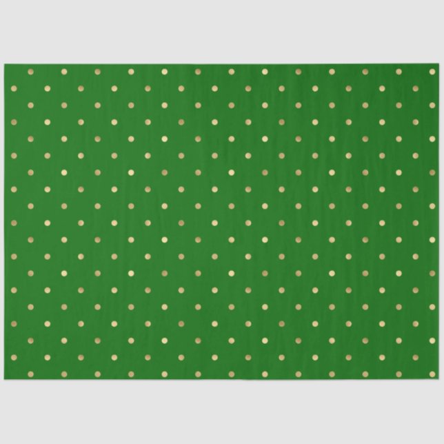 Elegant Green Gold Polka Dots Seidenpapier (Vorderseite)