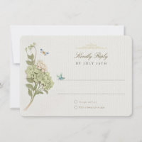 Elegant Green Hydrangea Wedding RSVP Card