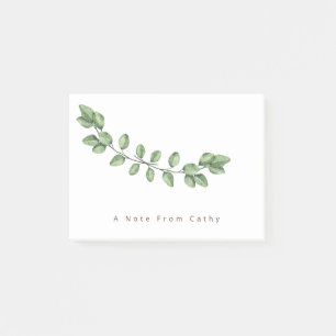 Elegant Green Leaf Name Postit Notes Post-it Klebezettel