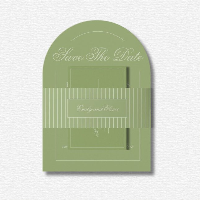 Elegant Green Lines Wedding Einladungsbanderole (Von Creator hochgeladen)