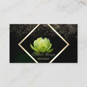 Elegant Green Lotus Confetti Visitenkarte