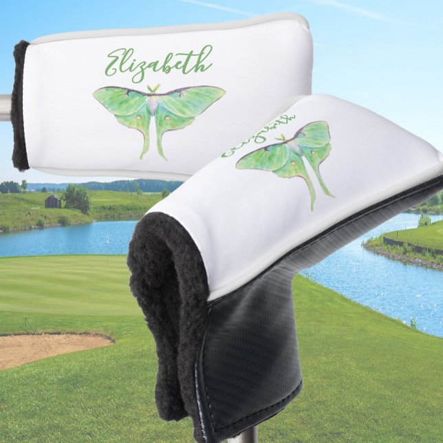 Elegant Green Luna Moth Personalisiert Ladys White Golf Headcover (Von Creator hochgeladen)