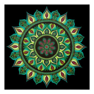 Elegant Green Mandala Bohemisch Zen Minimalistis Poster