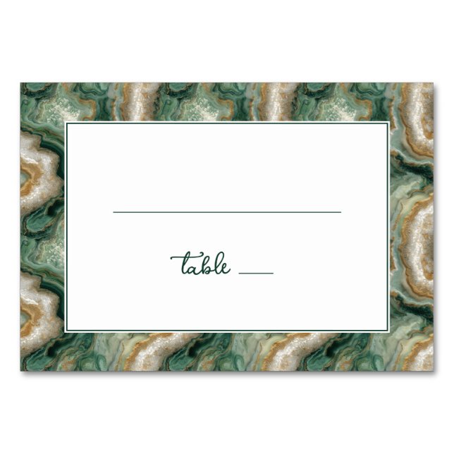 Elegant Green Marble Border Tischnummer (Vorderseite)
