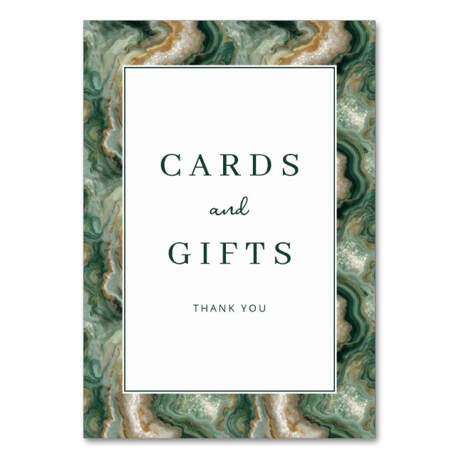 Elegant Green Marbled Gratitude Card Tischnummer (Vorderseite)