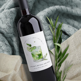 Elegant Green Margarita Cocktail Bridal Shower Weinetikett