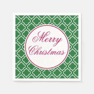 Elegant Green Merry Christmas Napkins Serviette