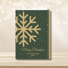 Elegant Green Merry Christmas Snowflake Folded Feiertagskarte