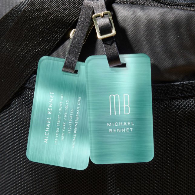 Elegant Green Monogram Gepäckanhänger (Elegant Green Monogram Luggage Tag)