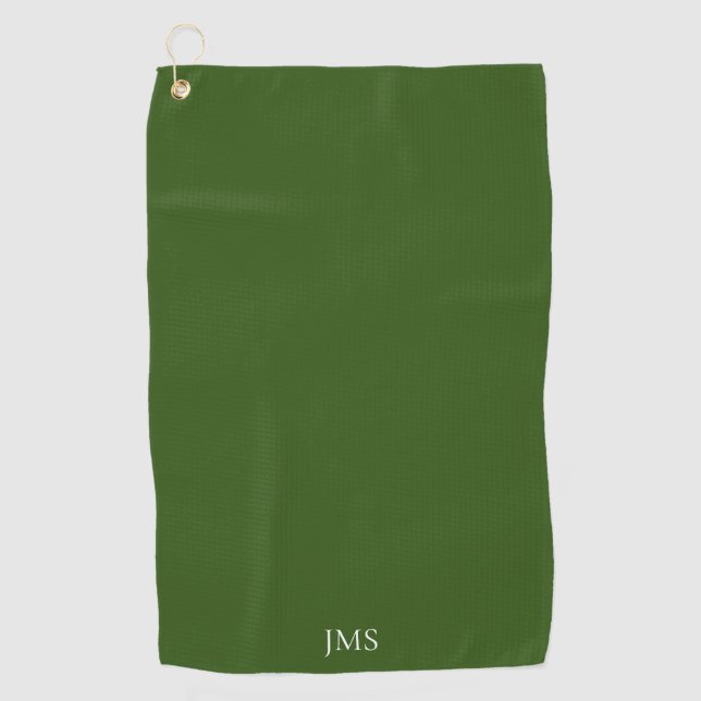 Elegant Green Monogram Golfhandtuch (Vorderseite)
