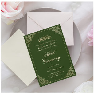 Elegant Green Nikah Islamische Hochzeit Einladung