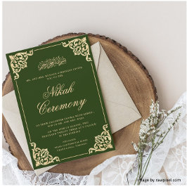 Elegant Green Nikah Islamische Hochzeit Einladung