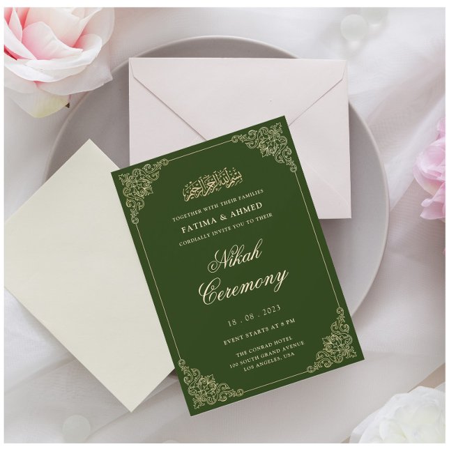 Elegant Green Nikah Islamische Hochzeit Einladung (Von Creator hochgeladen)