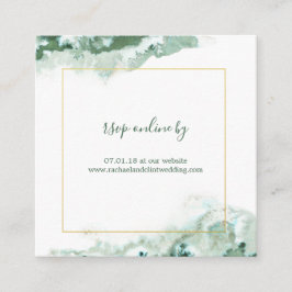 Elegant Green Ombre Marble Wedding RSVP Cards Begleitkarte