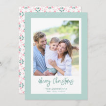 Elegant Green Photo Pattern Script Christmas