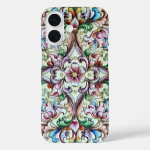 ELEGANT GREEN PINK FLORAL FANTASY iPhone 16 HÜLLE