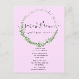 ELEGANT GREEN & PINK FOLIAGE VIRTUAL BRAUTPARTY POSTKARTE