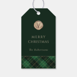 Elegant  Green Plaid Merry Christmas Personalized  Geschenkanhänger