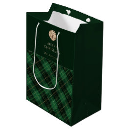 Elegant green plaid personalized  mittlere geschenktüte