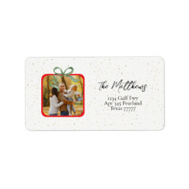 Elegant Green Ribbon Christmas Return Address Adressaufkleber
