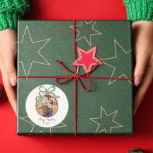 Elegant Green Ribbon Photo Christmas