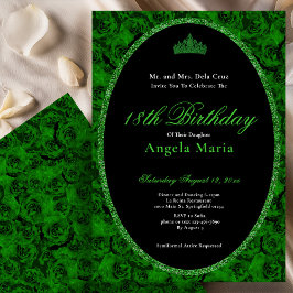 Elegant Green Rose Floral 18th Birthday Debut Einladung