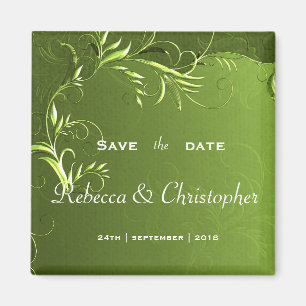 Elegant Green Save the Date Magnet