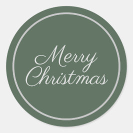 Elegant Green Script Frohe Weihnachten Runder Aufkleber