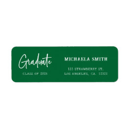 Elegant Green Script Graduation Return Address