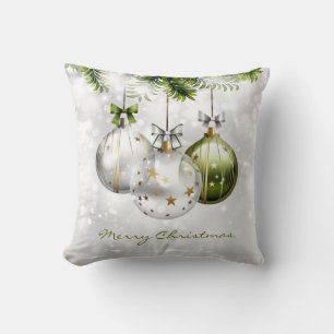 Elegant Green Silver Gold Weihnachtsschmuck Kissen