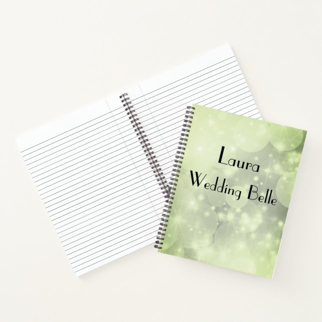 Elegant Green Sparkle Personalisiert Wedding Belle Notizbuch (Innenseite)