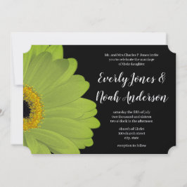 Elegant Green und Black Gerber Daisy Wedding Einladung
