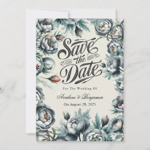 Elegant Green und Gray Bouquet Save the Date Einladung