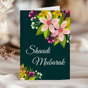 Elegant Green Vibrant Floral Shaadi Mubarak Karte