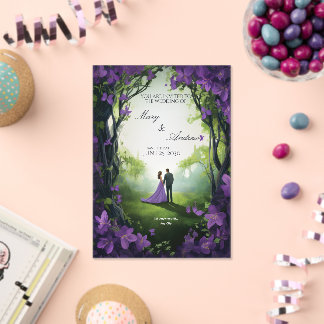 Elegant Green & Violet Acrylic Wedding Invitation Acryleinladungen