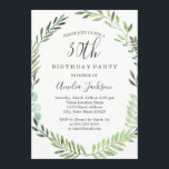Elegant Green Watercolor 30. Geburtstag Einladung<br><div class="desc">Hübschere Einladungen zum Geburtstag im Kleinen Bayleigh Store!</div>