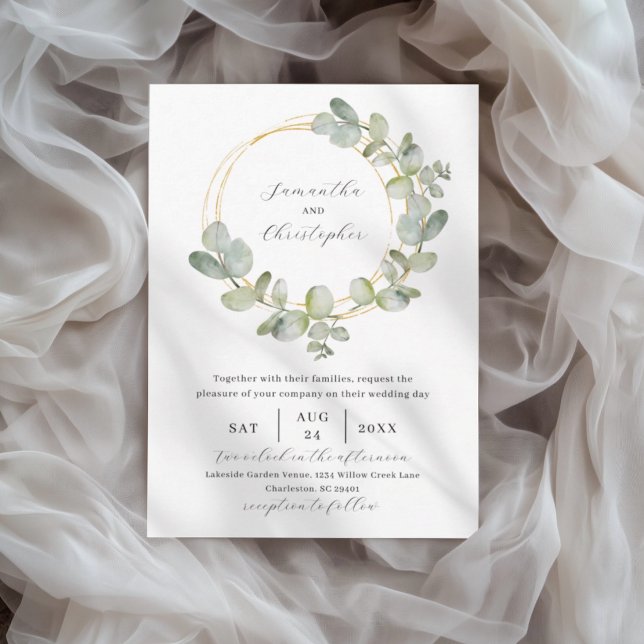 Elegant Green Watercolor Eucalyptus Wedding  Einladung (Von Creator hochgeladen)