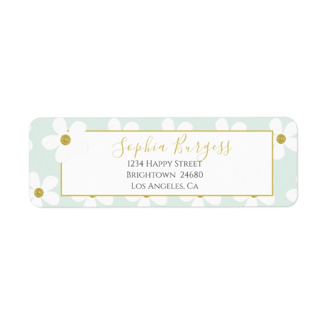 Elegant Green White Floral Simple Daisy Gold (Vorne)