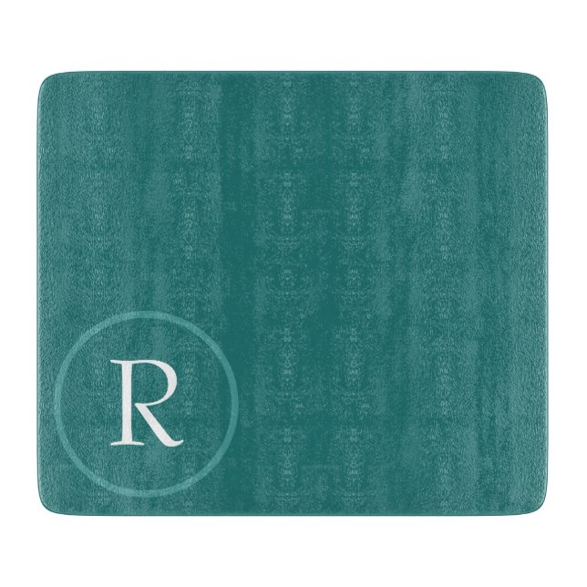 Elegant Green &White Monogram Cutting Board Schneidebrett (Vorderseite)