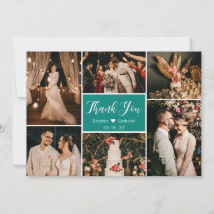 Elegant Green White Wedding Multi Foto Collage The Dankeskarte