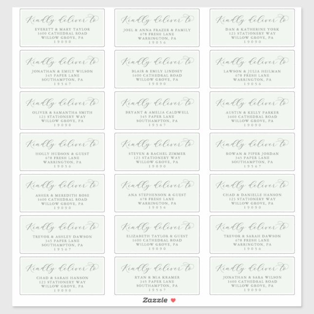 Elegant Greenerate Coordinate Guest Address Labels (Blatt)