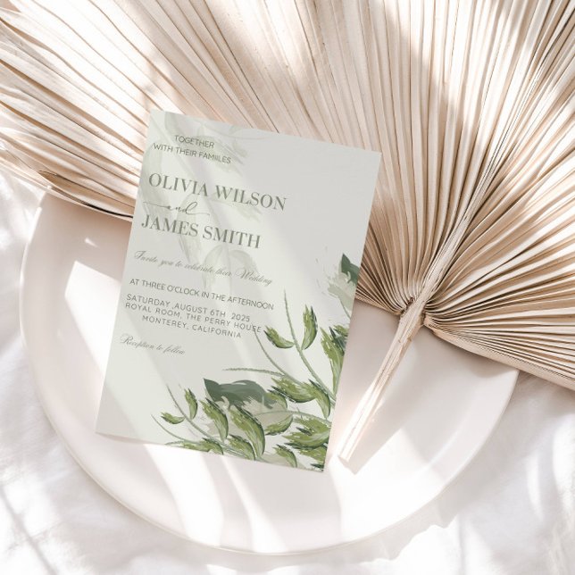 Elegant Greenerity Blätter Wedding Party Einladung (Von Creator hochgeladen)