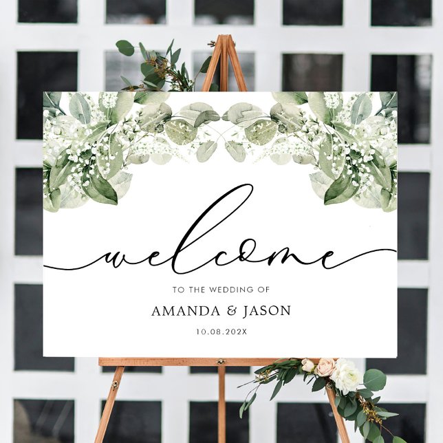 Elegant Greenerity Foliage Wedding Welcome Sign Poster (Von Creator hochgeladen)