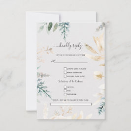 Elegant Greenerity Gold Blätter Song Request Weddi RSVP Karte