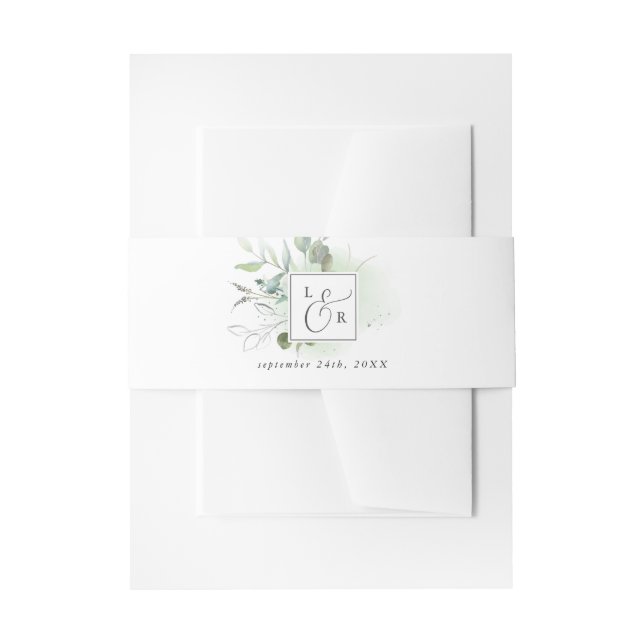Elegant Greenerity Mit Monogramm Wedding Einladungsbanderole (Vorderseite Beispiel)